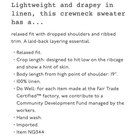 MADEWELL Linen Sweater Women Medium NEW Drop Shoulder Loose Knit Khaki Tan NQ344 - Picture 15 of 15